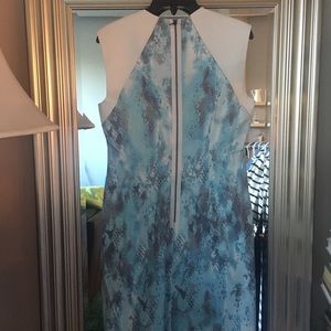 Tahari white leather watercolor dress